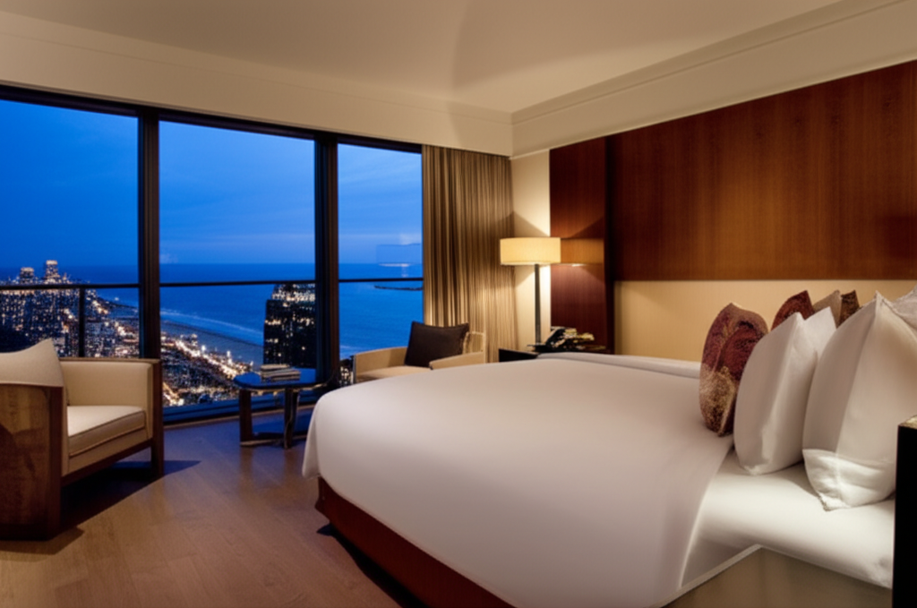 Hotel room with city view