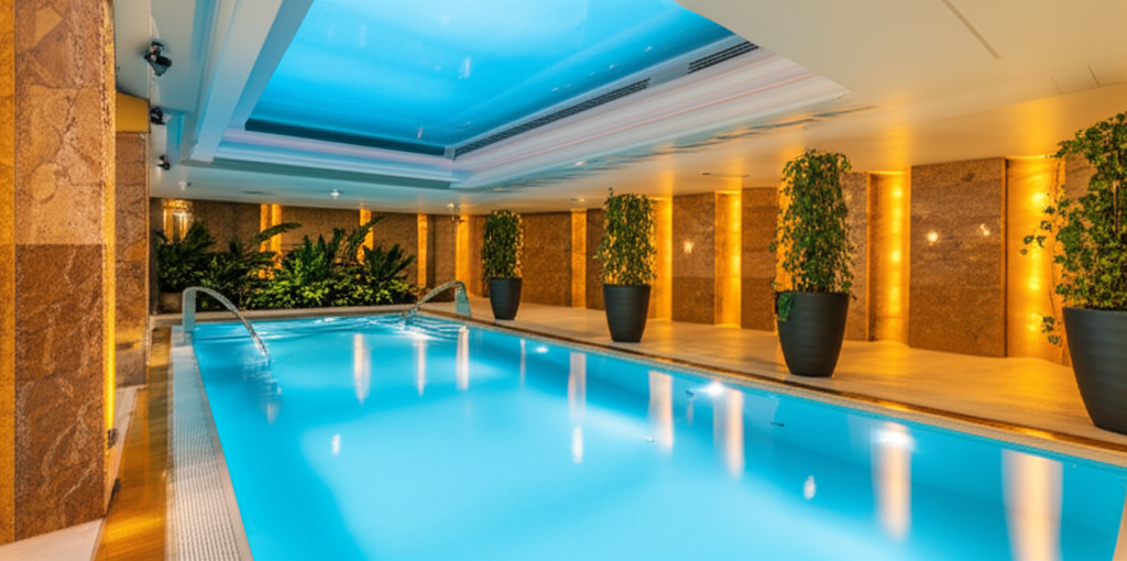 Luxury hotel spa and pool area